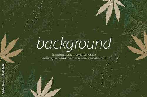 green background hand draw cannabis frame wallpaper art design