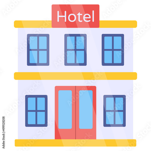 Flat design icon of hotel building