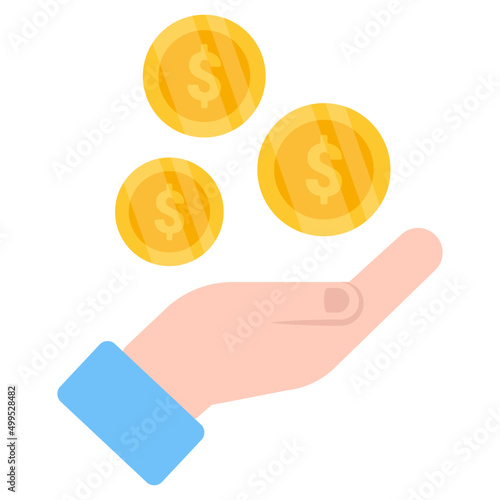 Coins on hand, concept of funding icon