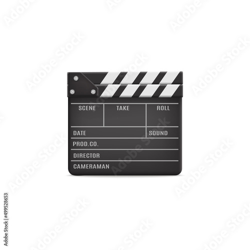 Movie production clapboard template realistic vector illustration isolated.