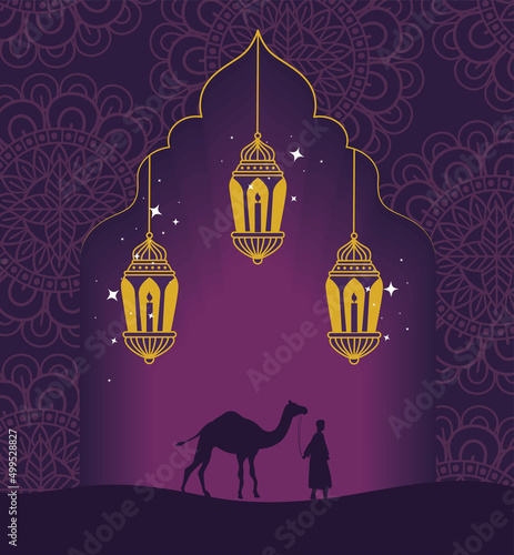 eid mubarak golden lamps