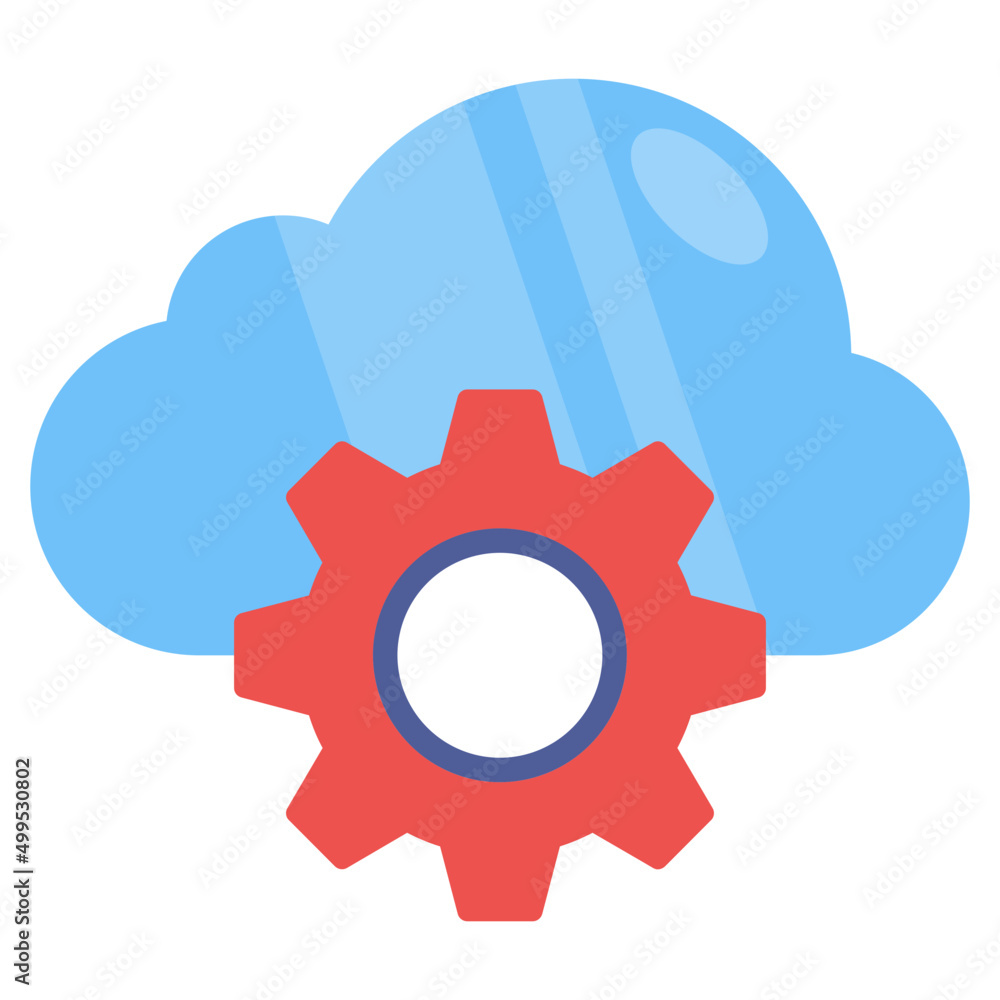 Conceptual flat design icon of cloud setting Conceptual flat design icon of cloud setting