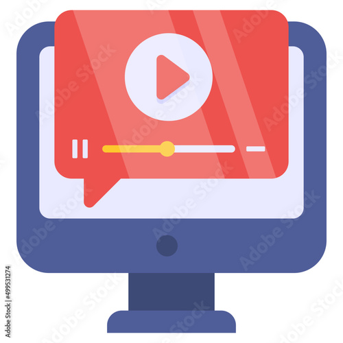 Conceptual flat design icon of video chat
