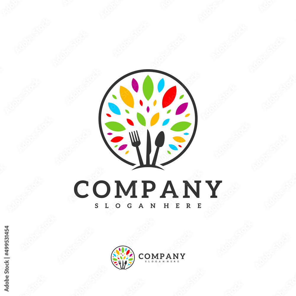 Food Tree logo vector template, Creative Tree logo design concepts Food Tree logo vector template, Creative Tree logo design concepts