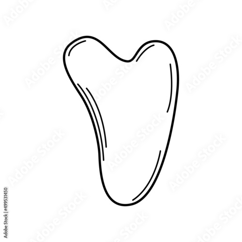 trendy gua sha scraper made of natural stone, massager for facial care. Vector illustration skin care concept.