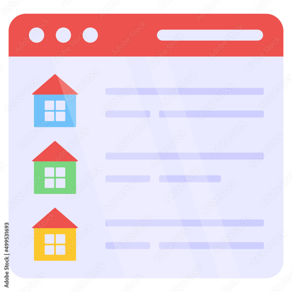 Conceptual flat design icon of real estate website Conceptual flat design icon of real estate website