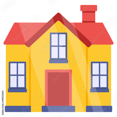 Editable design icon of bungalow