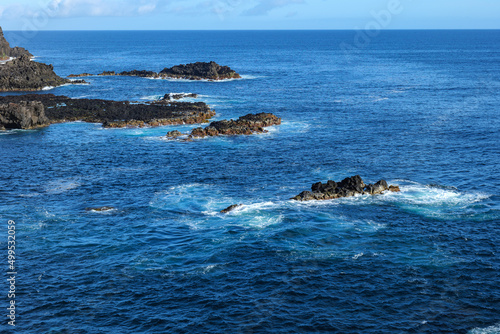 Beautiful ocean in Azores with rocks