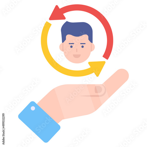 Flat design icon of employee turnover