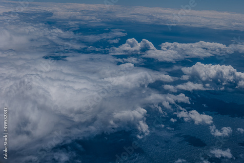 View to sky from airplane 