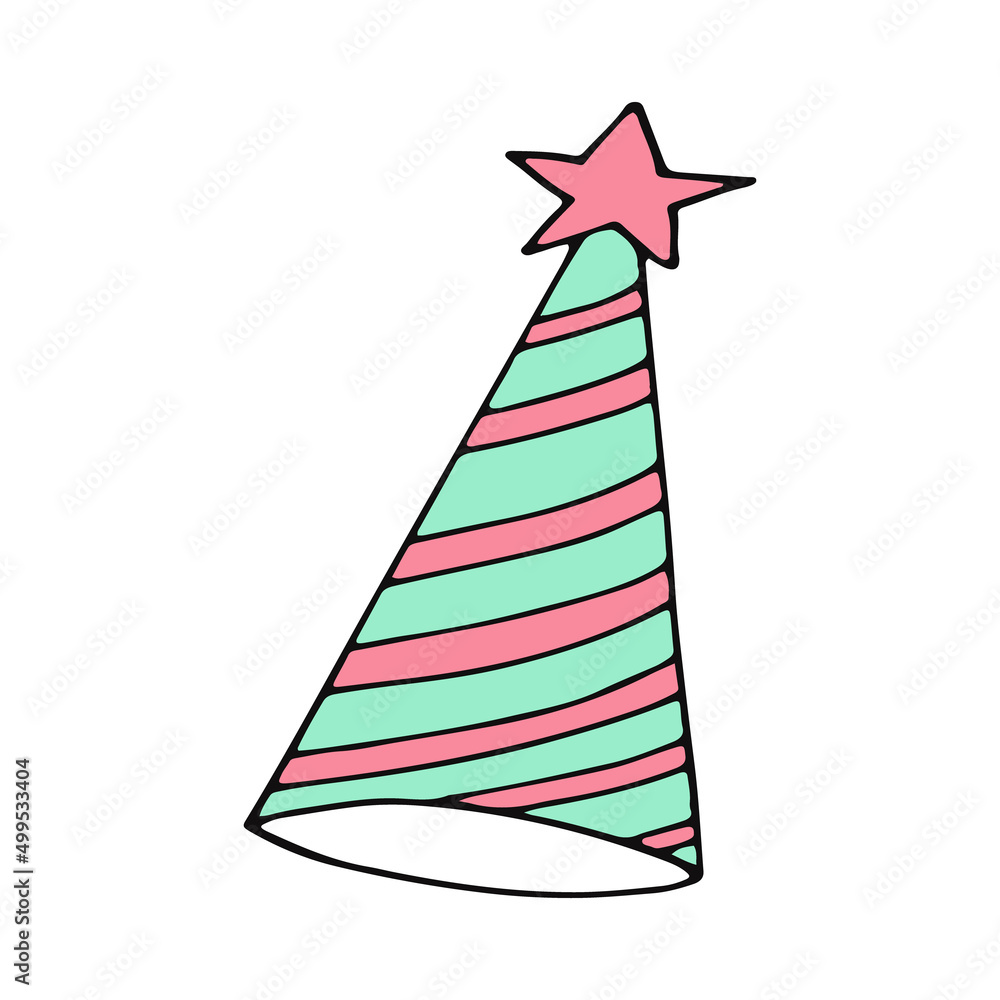 party hat with stripes. hand drawn doodle style. vector, minimalism, trendy color 2022. festive funny. party hat with stripes. hand drawn doodle style. vector, minimalism, trendy color 2022. festive funny.