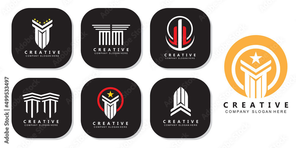 Building column pillar logo design, building structure vector illustration Building column pillar logo design, building structure vector illustration