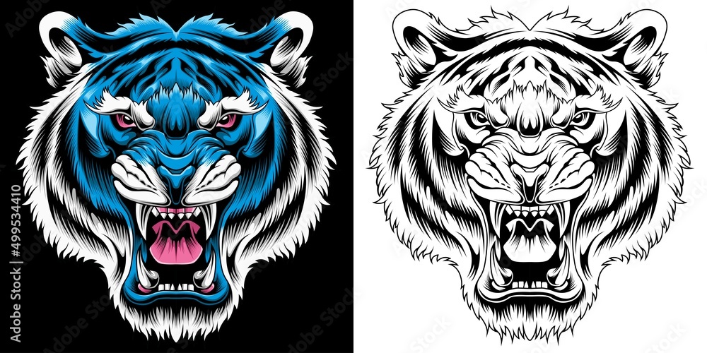 angry tiger head vector illustration Stock Vector | Adobe Stock
