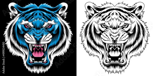 angry tiger head vector illustration