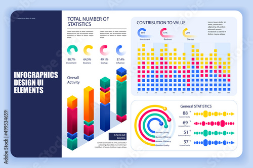 Bundle infographic elements data visualization vector design template. Can be used for steps, business processes, workflow, diagram, flowchart, timeline, KPI dashboard, info graphics.