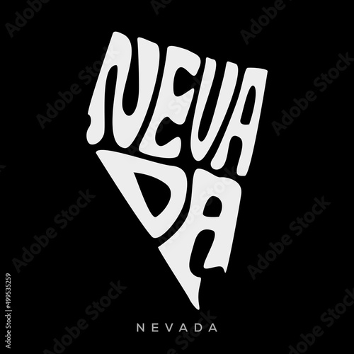 Nevada map typography. Nevada state map typography. Nevada lettering.