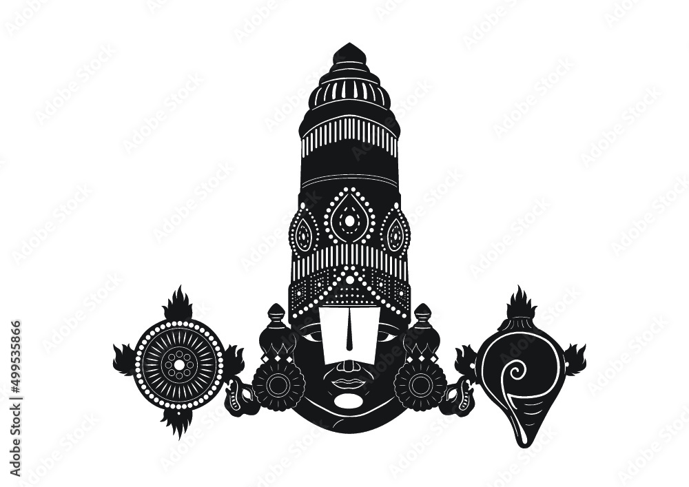 Vector drawing of Lord Tirupathi Balaji or Venkatachalapathi or