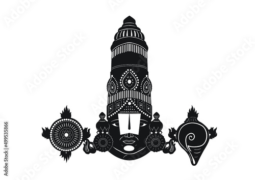 Vector drawing of Lord Tirupathi Balaji or Venkatachalapathi or venkateshwara 