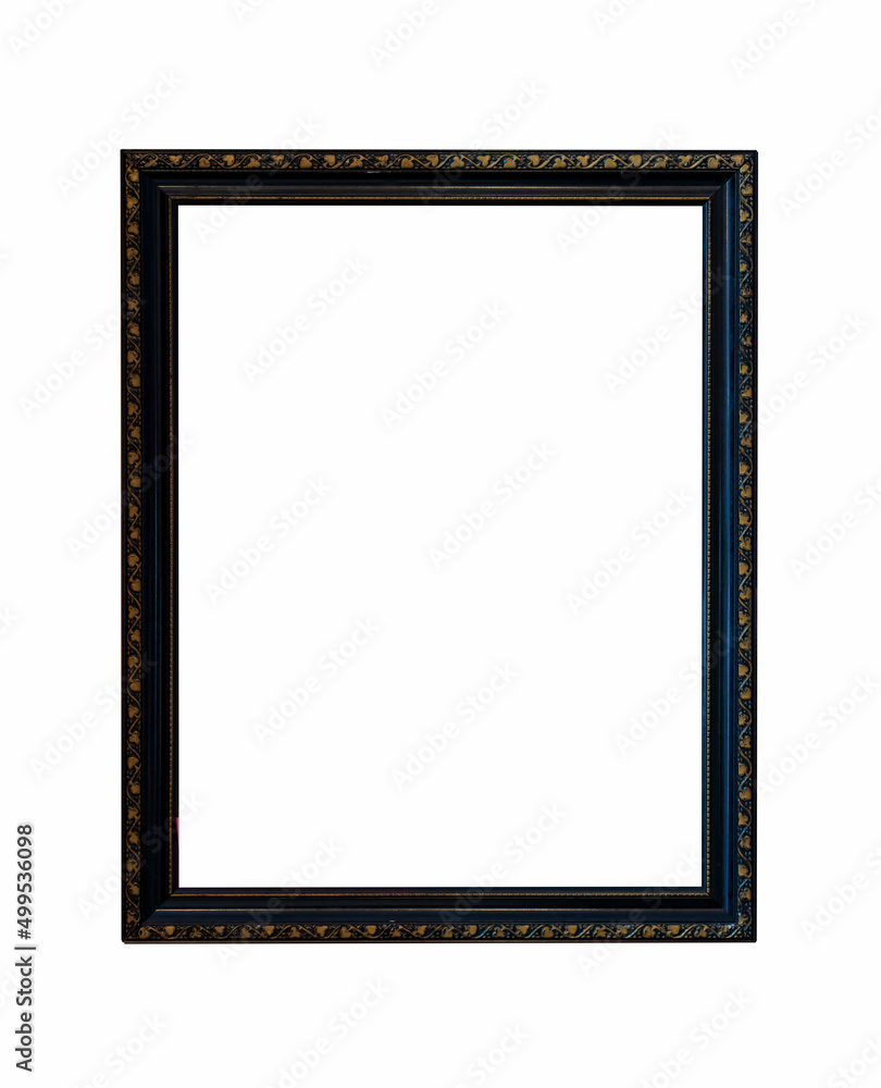 Ornamented wood empty picture frame Isolated on white background Ornamented wood empty picture frame Isolated on white background