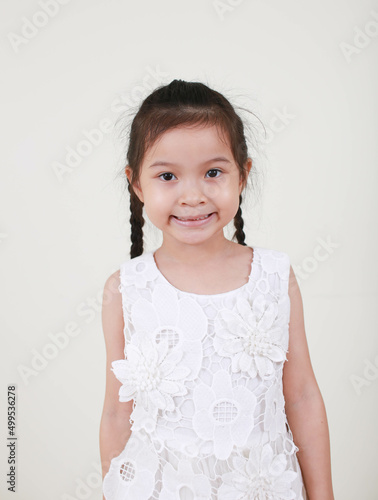 Little Asian on white background
