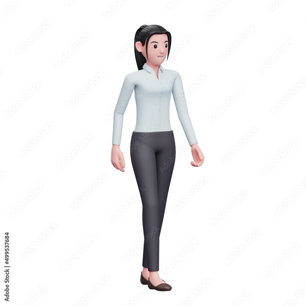 business woman walking, 3D render business woman character illustration business woman walking, 3D render business woman character illustration