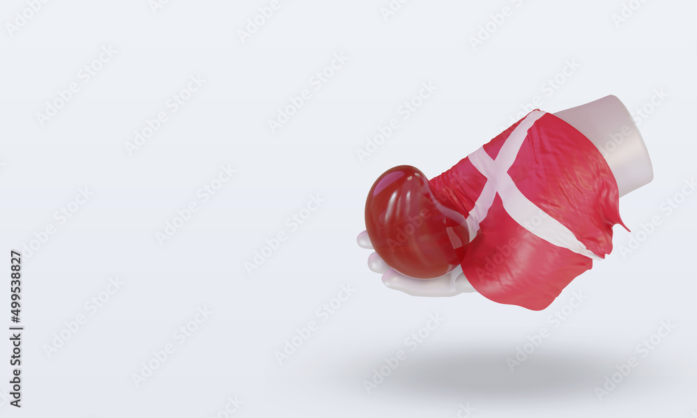 3d world blood donor day Denmark flag rendering right view