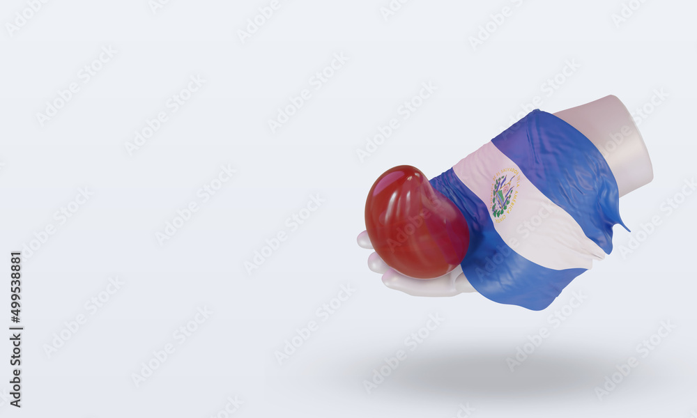 3d world blood donor day El Salvador flag rendering right view