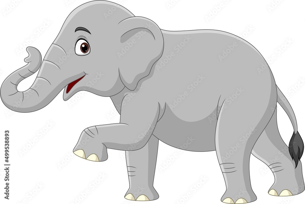 Fototapeta premium Cartoon elephant isolated on white background 