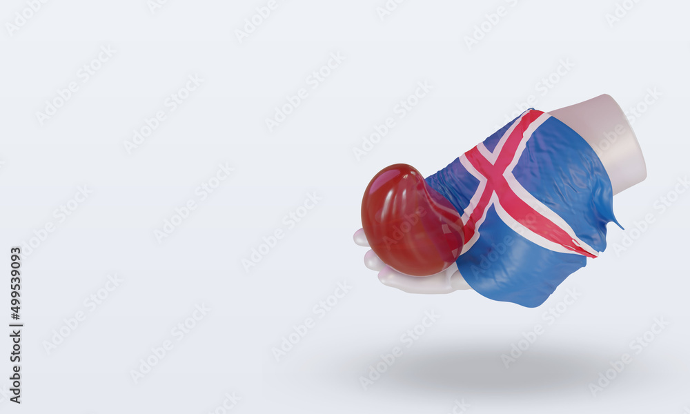 3d world blood donor day Iceland flag rendering right view