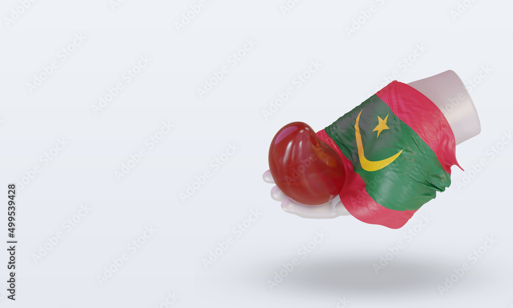 3d world blood donor day Mauritania flag rendering right view