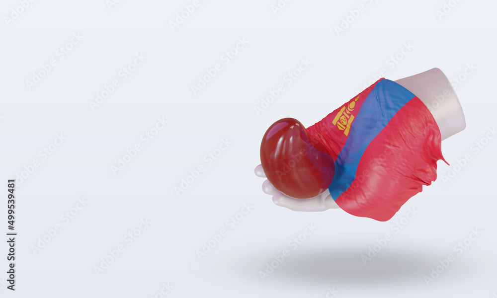 3d world blood donor day Mongolia flag rendering right view