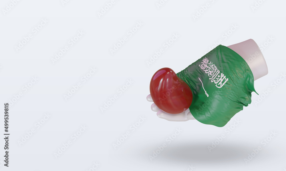 3d world blood donor day Saudi Arabia flag rendering right view