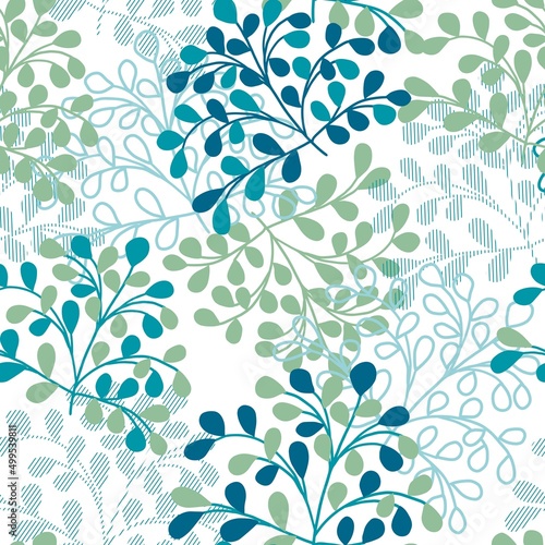 Abstract Green Leaves Organic Vector Graphic Seamless Pattern