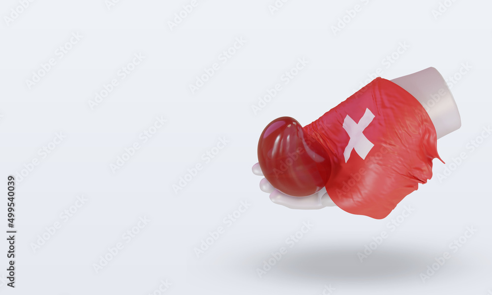3d world blood donor day Switzerland flag rendering right view