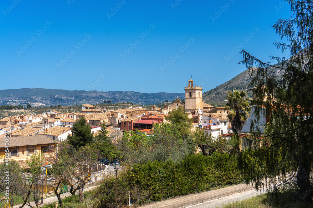 Panoramic view of Penàguila, town of Alicante (Spain).