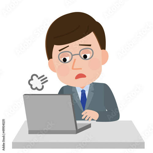 やる気が出ない男性会社員　イラスト