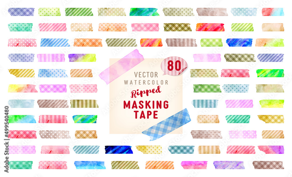 Fotografie Ripped masking tape. vector watercolor illustration