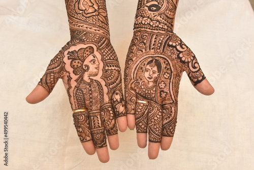 Bridal Mehendi Art. Henna tattoo For Indian Bride photo