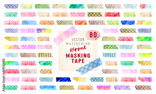 Ripped masking tape. vector watercolor illustration photo