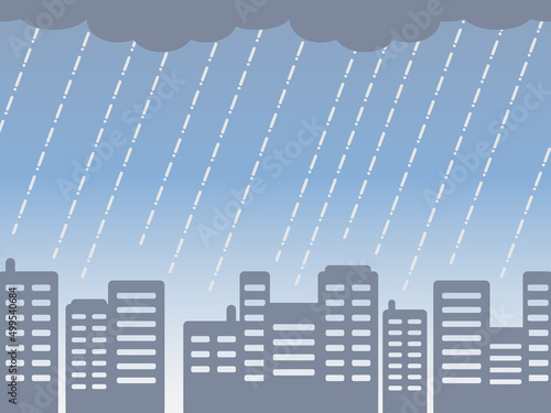高層ビルの背景　横位置　雨