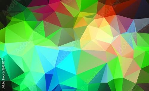 Illustration Colorful swirl rainbow polygon background or frame triangle pattern in multi rainbow spectrum color