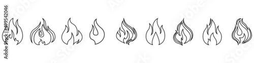 Fire icon vector set. flames illustration sign collection. hot symbol or logo.