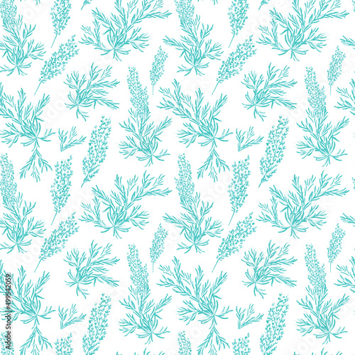 Watercolor wormwood seamless pattern in pastel colors