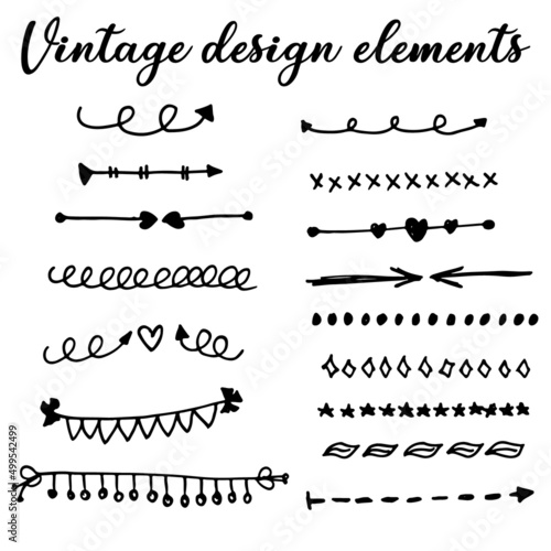 Vector hand drawn calligraphic design elements, borders, dividers