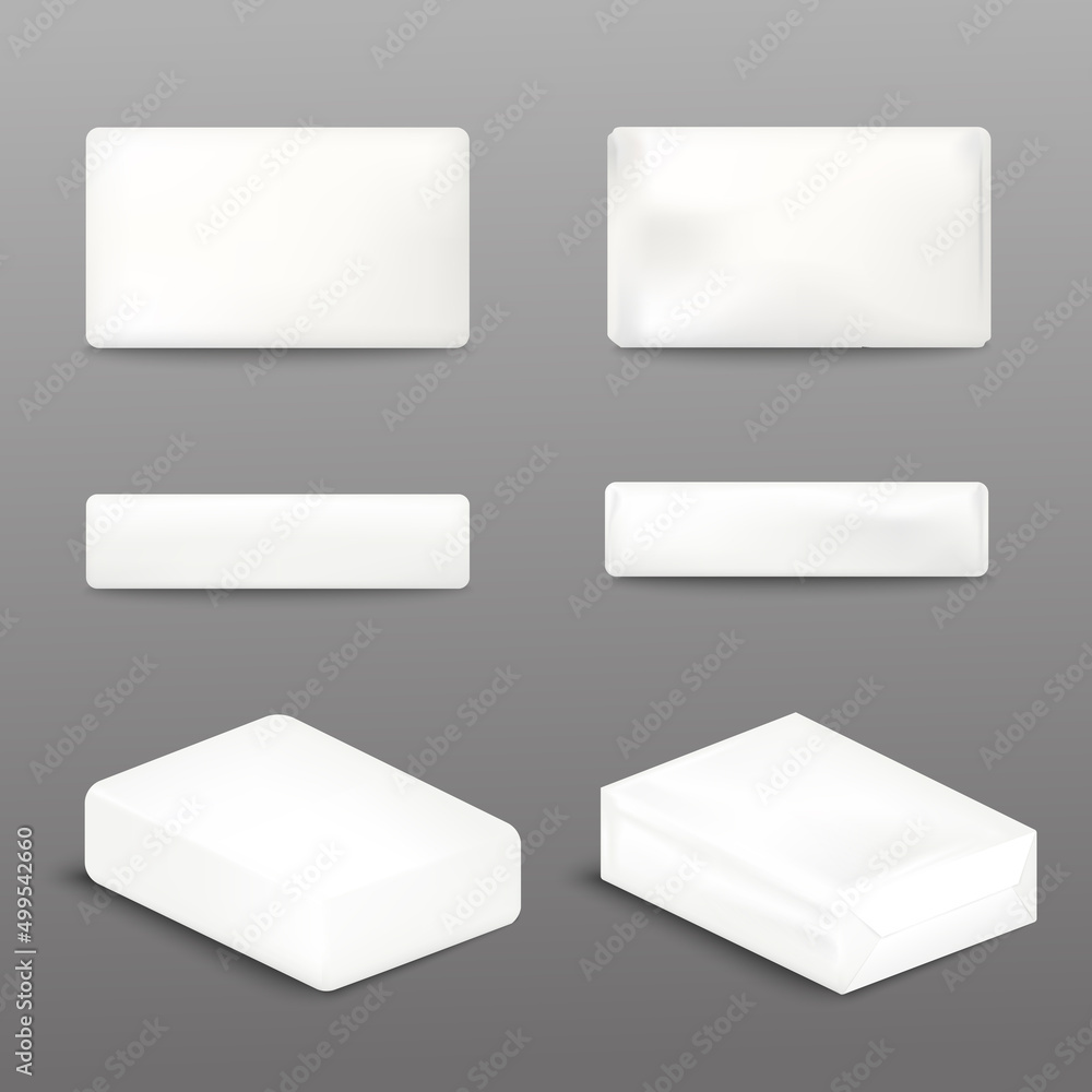 Soap bar 3d realistic mockup. Paper wrapped soapy product, vector illustration. Body soap packaging blank vector mock up