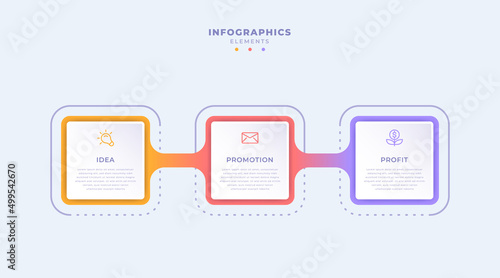 Professional business infographic template
with three steps or options