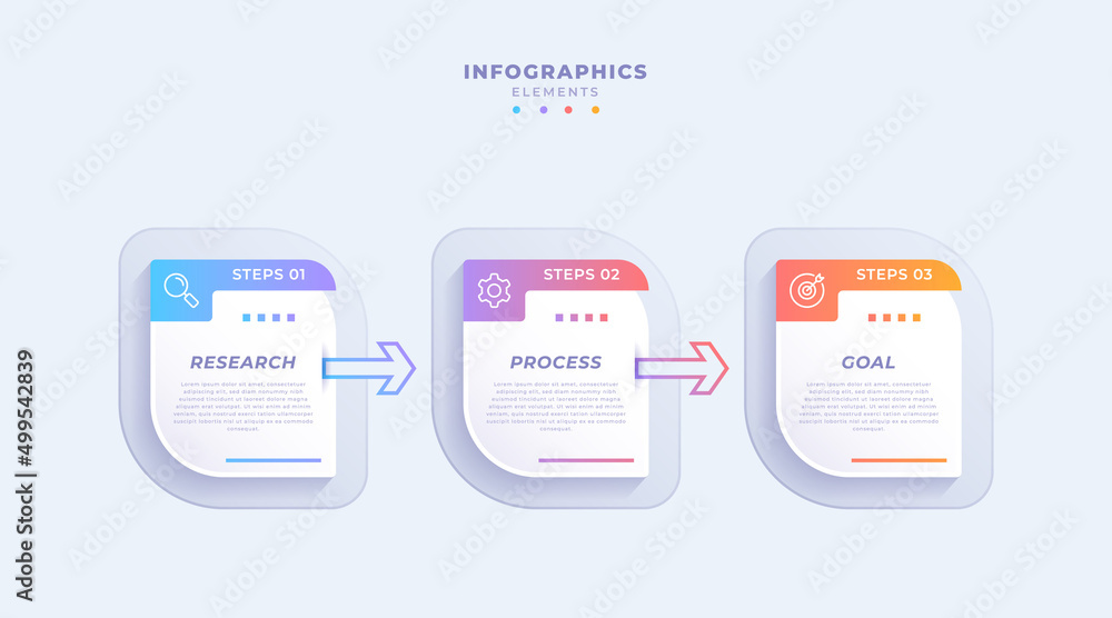 Gradient business infographic template with three steps