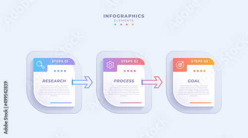Gradient business infographic template with three steps