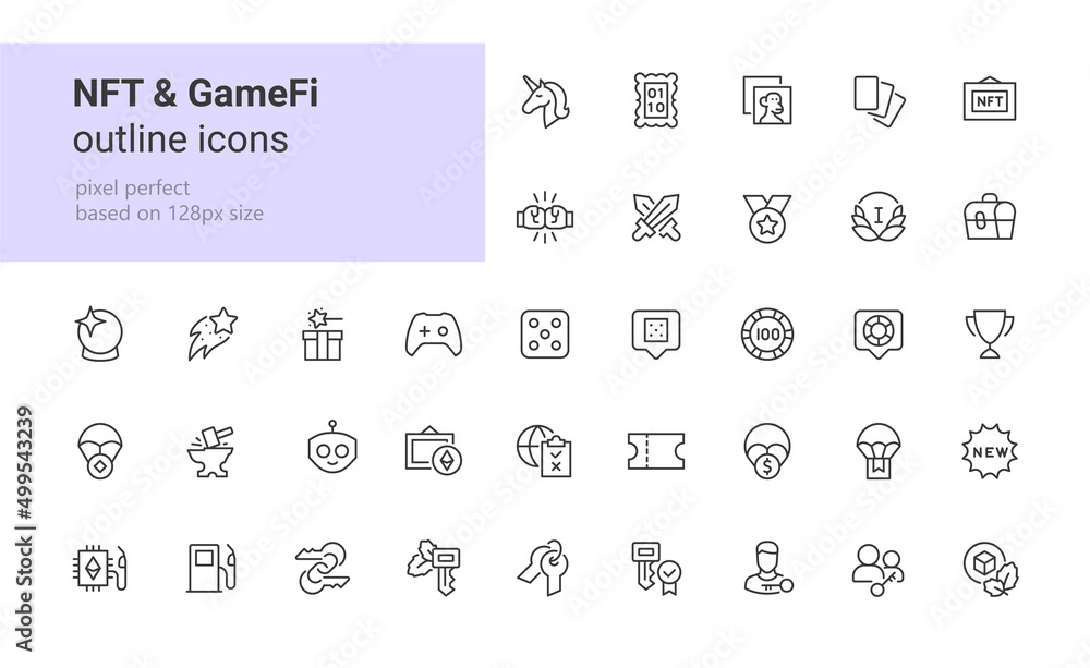NFT & GameFi outline icons NFT & GameFi outline icons