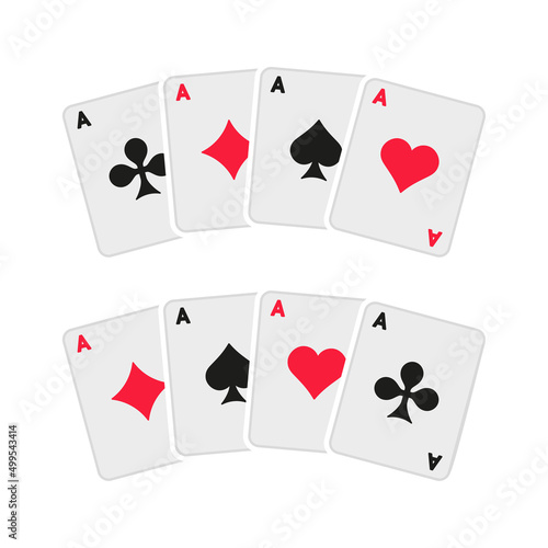 Four Aces Poker Playing Cards Set. Vector